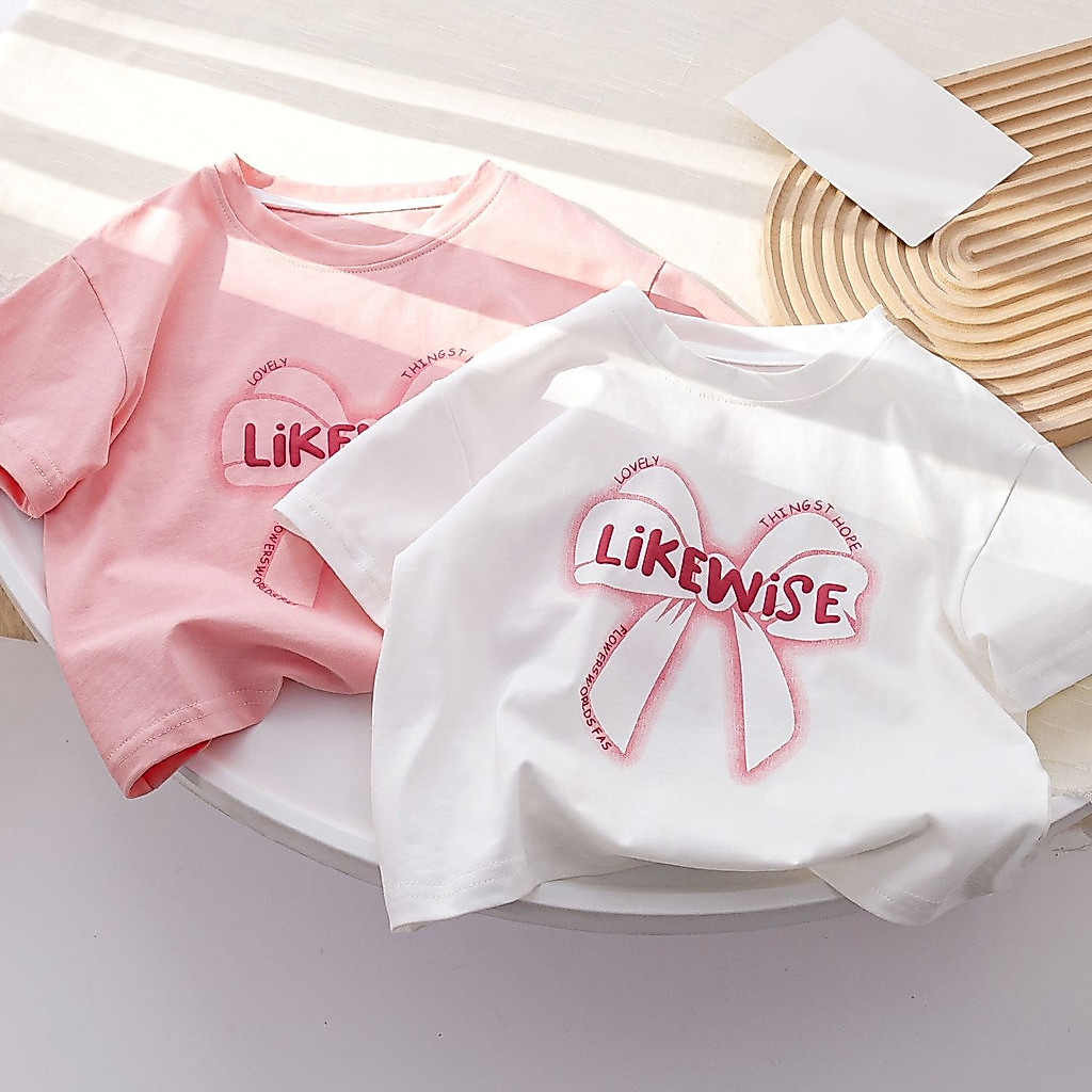 COD(จัดส่งตลอด 24 ชั่วโมง)KIDS PRINCESS เด็กใหม่เสื้อยืดแขนสั้นการ์ตูนพิมพ์รอบคอด้านบน D390