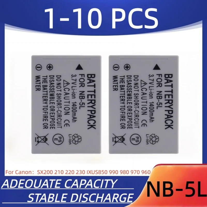 3.7V 1400mAh NB-5L แบตเตอรี่กล้องดิจิตอลเหมาะสําหรับ Canon SX200 210 220 230 IXUS850 990 980 970 960