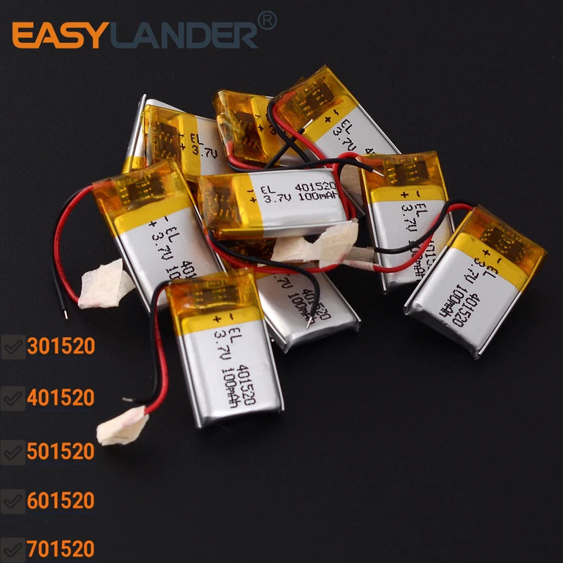 10 ชิ้น/ล็อต 301520 70มะห์ 401520 100มะห์ 501520 120มะห์ 601520 701520 3.7V 150mAh แบตเตอรี่ลิเธียมโ
