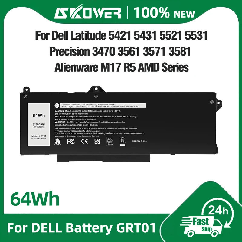 GRT01 แบตเตอรี่สําหรับ Dell Precision 3470 3561 3571 3581 3591 Latitude 14 5421 5431 15 5521 5531 Al
