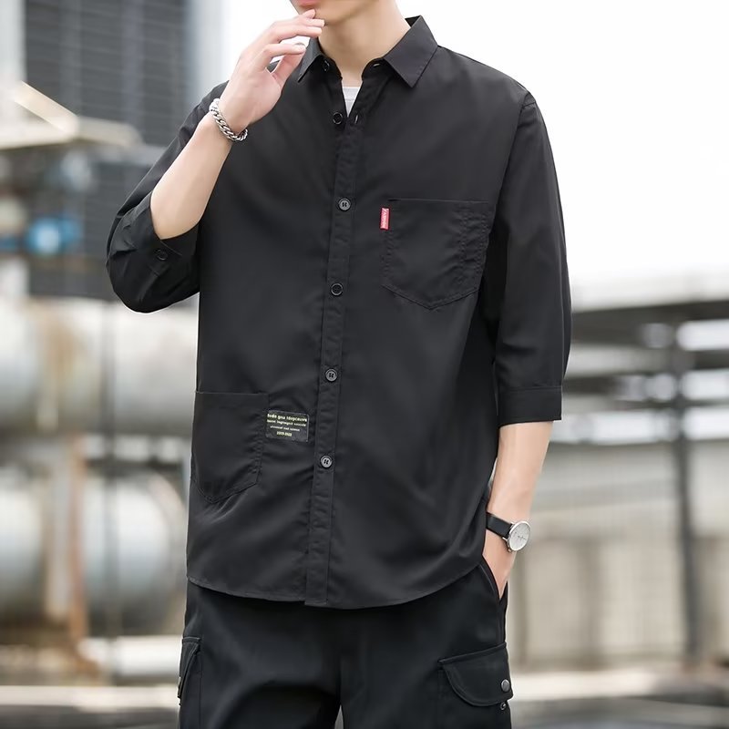 เสื้อดำคอปก สีดำ 100% โพลีเอสเตอร์สีทึบ Workwear ครึ่งแขนเสื้อ 5 สีให้เลือก M-3XL