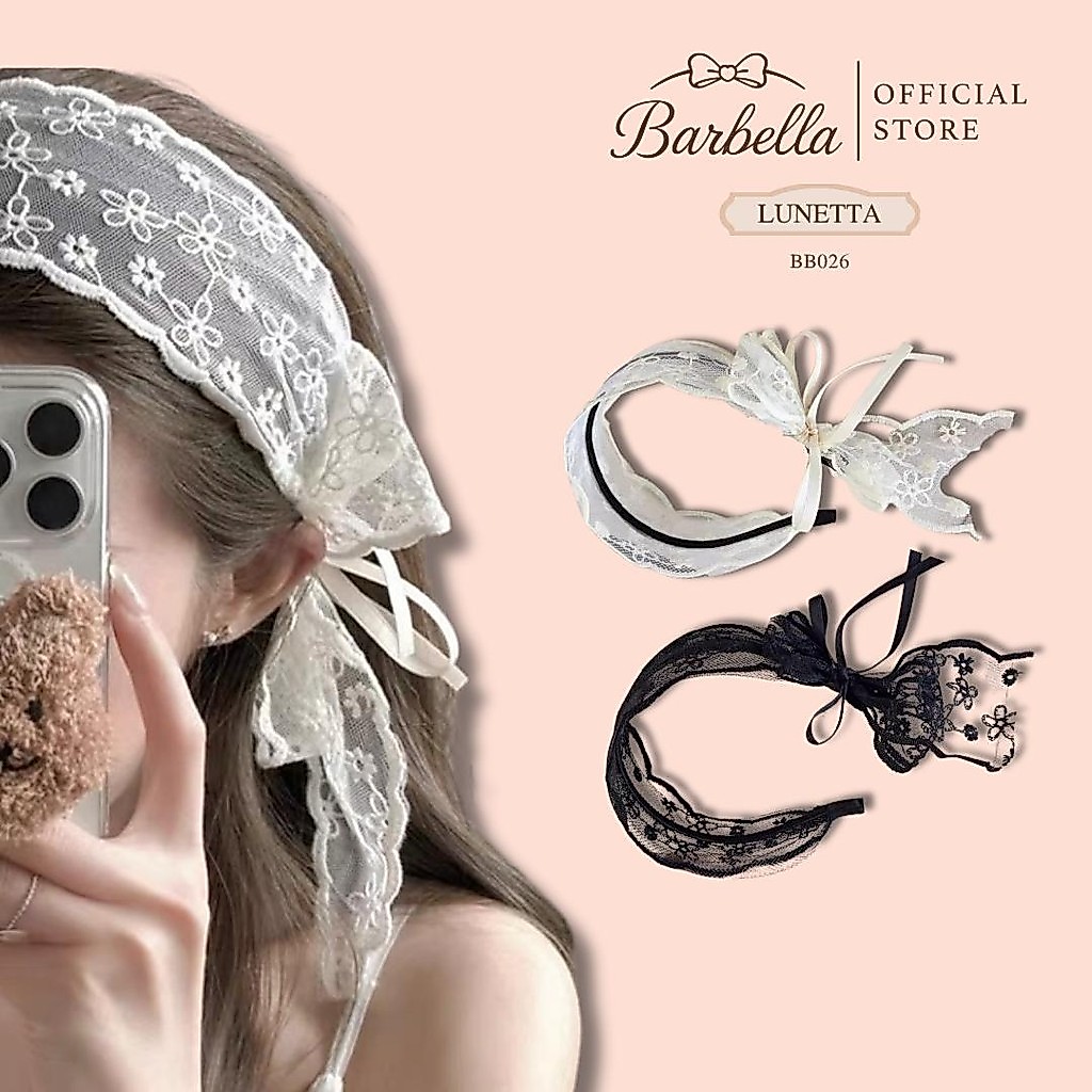 Barbella ที่คาดผมลูกไม้สไตล์วินเทจ ประดับโบว์ผูกข้าง รุ่น Lunetta (BB026)