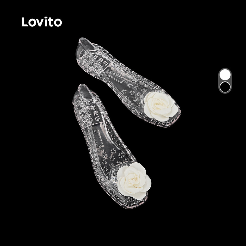 Lovito รองเท้าแตะเจลลี่ทรงแฟลตสไตล์ลำลองใหม่สำหรับผู้หญิง LFA106046