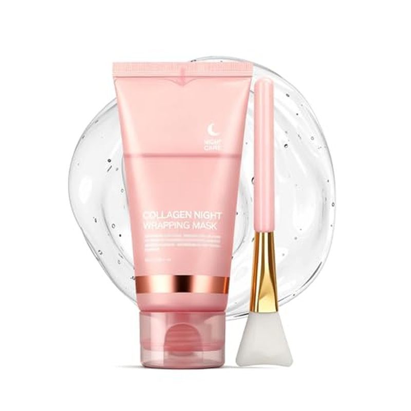 Charm Kiss Collagen Night Wrapping Mask, Hydrolyzed Collagen Glass Skin Peel Off มาส์กหน้า ลดริ้ว & 