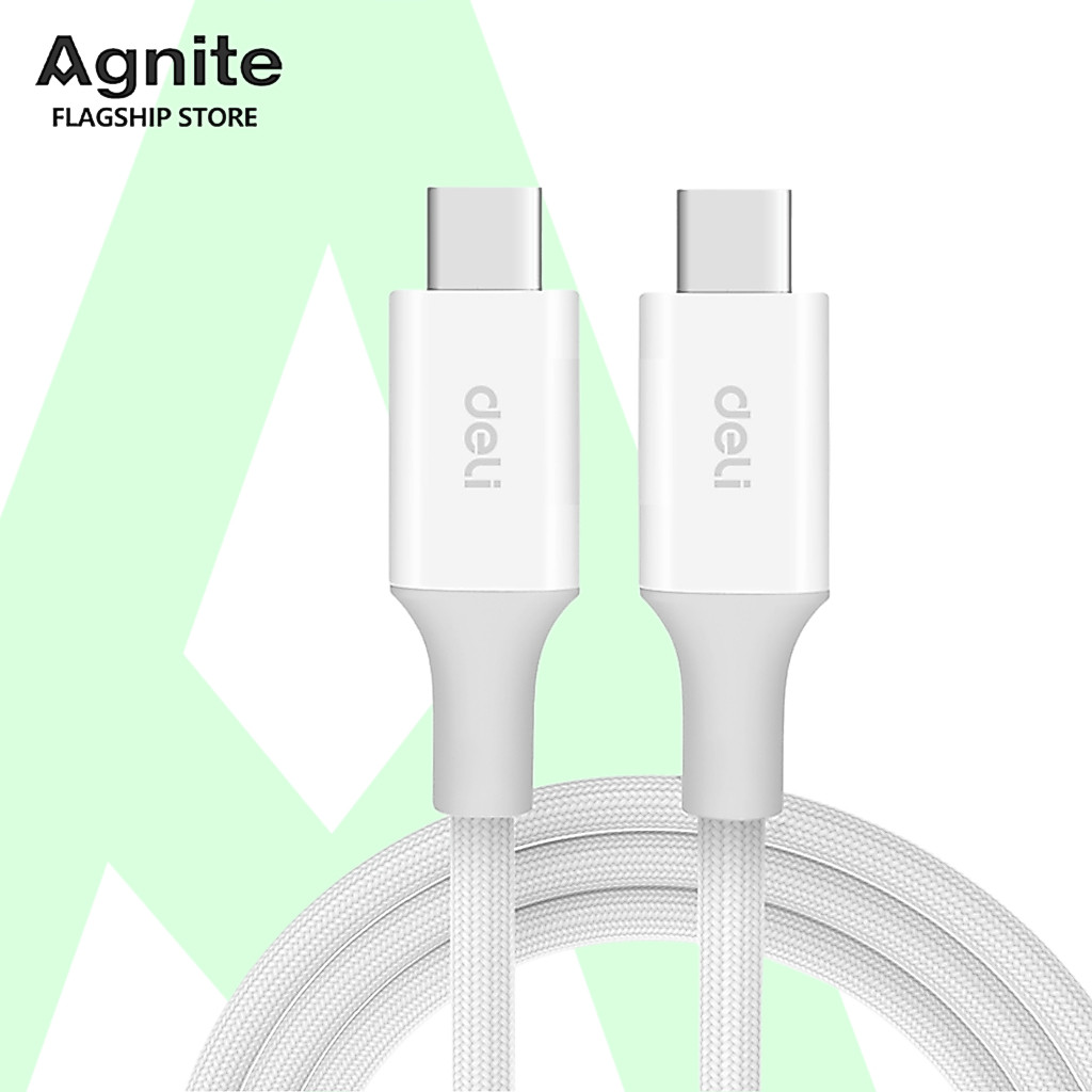 Agnite สายชาร์จ ชาร์จไว Type C/Lightning/USB A ยาว 1m/2m รองรับโทรศัพท์หลายรุ่น Fast charging cable