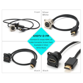 AVSSZ 0.5-2m โลหะ HDMI2.0 Data Extension Cable Connector Female to Male Flush Mount Adapter Socket Wires, for Car Truck Moto Industry