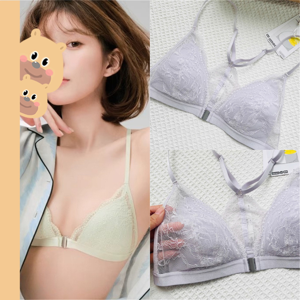 bearbra บราตะขอหน้า บราลูกไม้เซ็กซี่ ถ้วยสามเหลี่ยม บาง ชุดชั้นในลูกไม้ฝรั่งเศส ชุดผู้หญิง สะดวกและเซ็กซี่ พร้อมส่ง