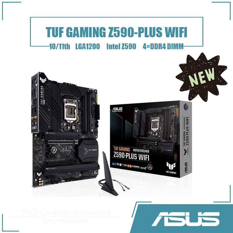 [ใหม่] ASUS TUF GAMING Z590-PLUS เมนบอร์ด WIFI 4DDR4 DIMM Intel Z590 LGA1200 เมนบอร์ดเดสก์ท็อป