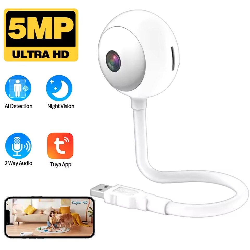 Tuya สมาร์ท WIFI กล้อง USB Home Security กล้อง IP กล้องวงจรปิดกล้องหน้าแรก Presence Motion Detector