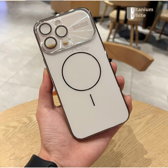 หรูหราแก้วเลนส์หน้าต่างขนาดใหญ่แม่เหล็กกรณีโทรศัพท์สําหรับ ไอโฟน 17 16 15 14 13 มือโปร สูงสุด ป้องกันการลื่นและป้องกันการหล่นฝาครอบห - รูปที่ 4