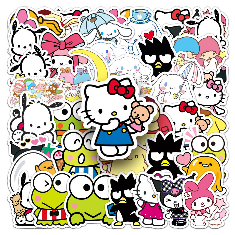 🔥สติกเกอร์ คุโรมิ 【51 ชิ้น】Kuromi/Melody/Hello Kitty คุโรมิ  กันน้ำ Sanrio สติกเกอร์ DIY สำหรับเด็ก การตกแต่งสติกเกอร์
