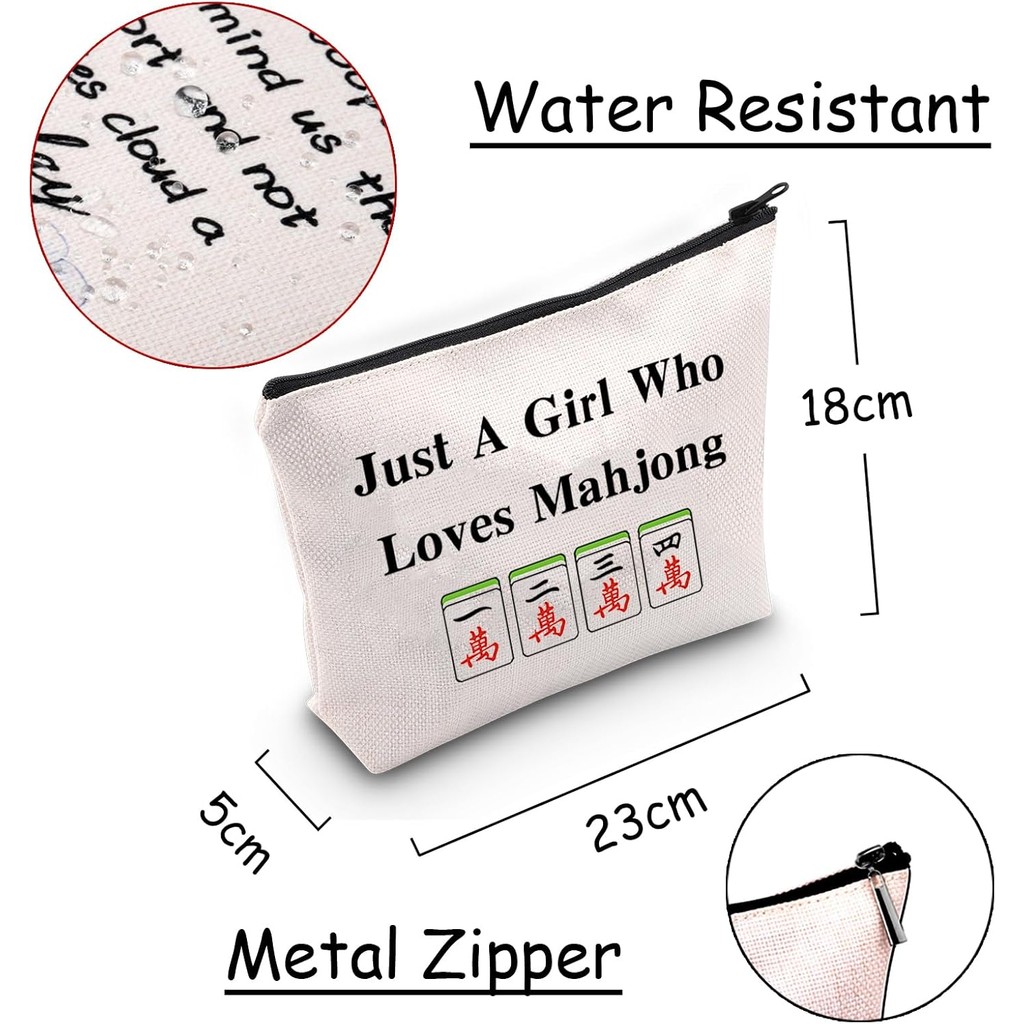 JXGZSO Lucky Mahjong Tiles กระเป๋า Just A Lady Who Loves Mahjong Board Game Storage Bag สําหรับ Mahj