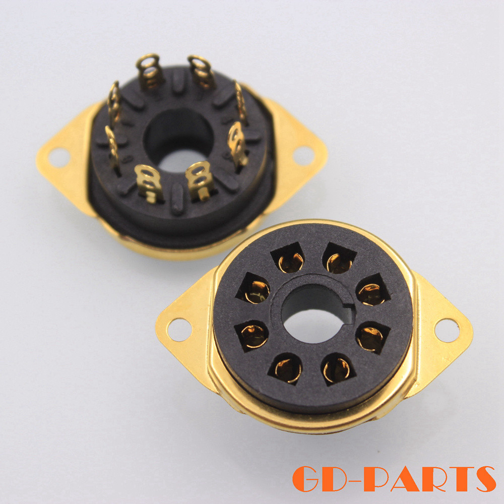 ขนาดใหญ่ 8 ขาผู้ถือหลอด Gold-plated ฟุตขนาดใหญ่แปดขาหลอดผู้ถือหลอด Bakelite 6550B 6CA7 EL34 6L6 KT88