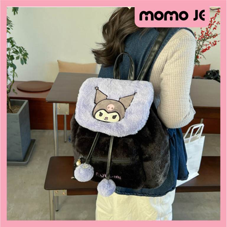 MOMO JE T6388 Girls Sling Bag Character Motif Backpack Character Motif Fashion Bag Soft Fur Material