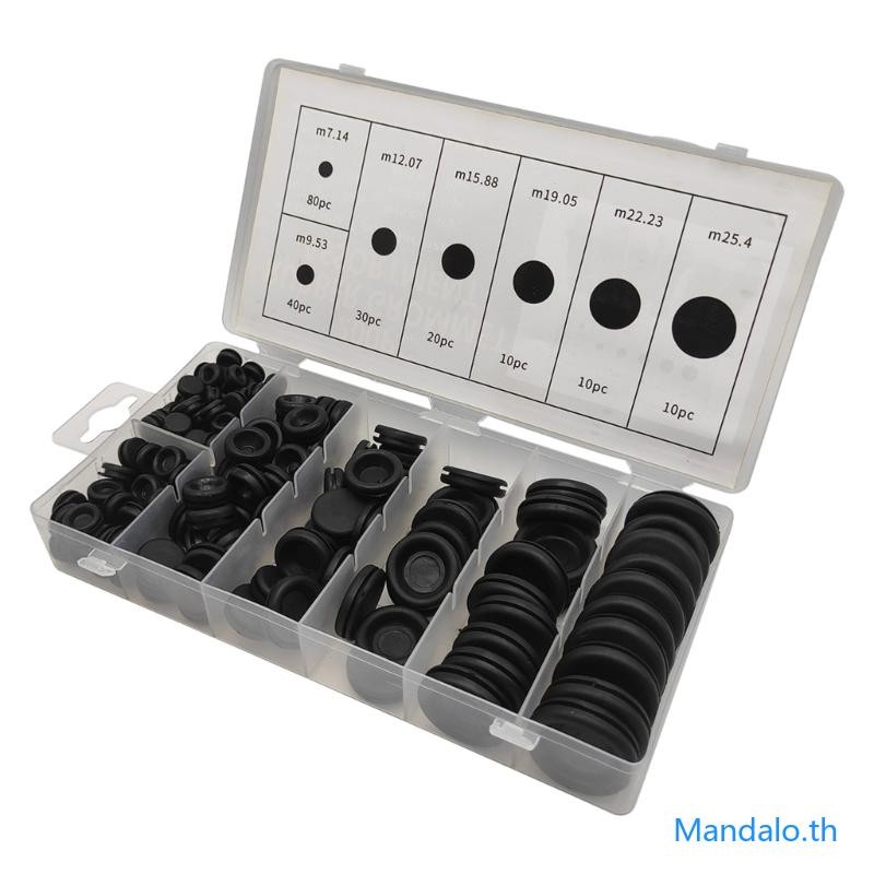 Mandalo.th 200 ชิ้นยางปิด Grommet ปะเก็นสายไฟสําหรับสายไฟรถยนต์