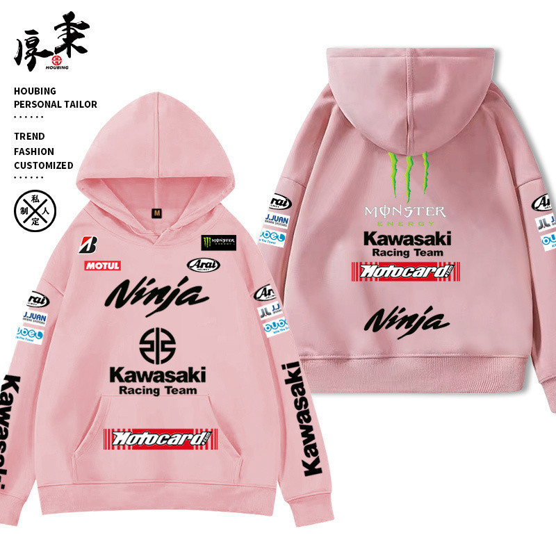 [100% Cotton] KAWASAKI KAWASAKI h2 Windproof ขี่รถจักรยานยนต์ Hooded ขนแกะซับเสื้อกันหนาว motogp โรงงานทีมเสื้อผ้าการแข่ - รูปที่ 5