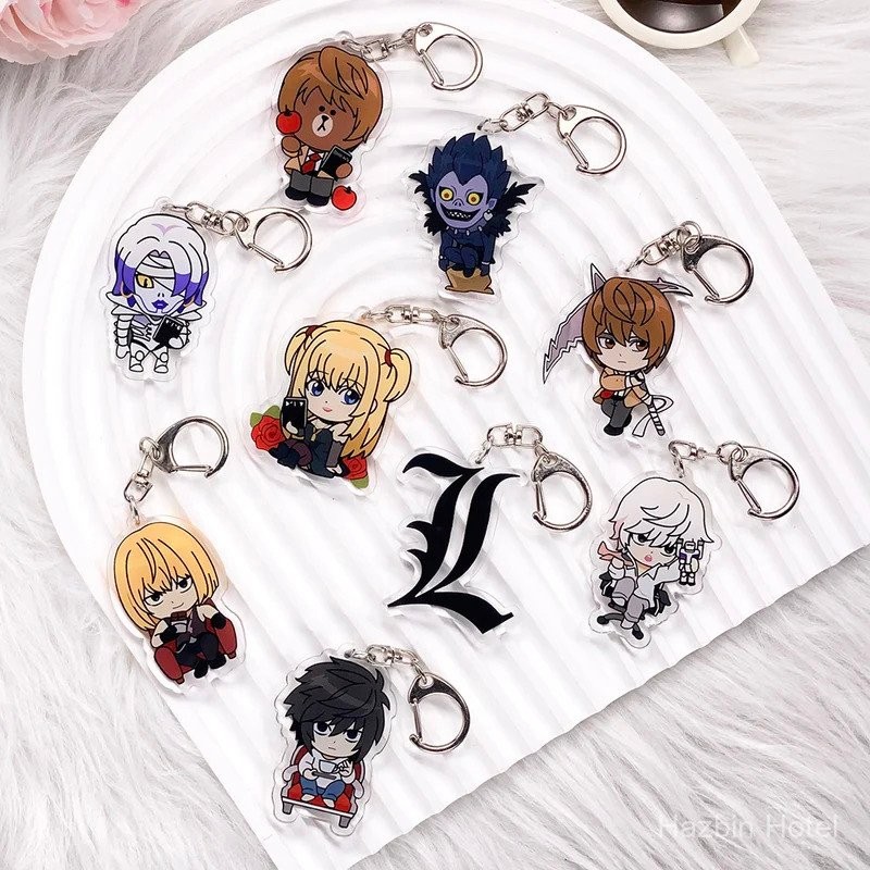 ตัวละครอนิเมะ Death Note อินเทรนด์รถพวงกุญแจอุปกรณ์เสริมกระเป๋า Charm สร้างสรรค์น่ารักกระเป๋าเป้สะพายหลังจี้พวงกุญแจของขวัญสําหรับเพื่อน