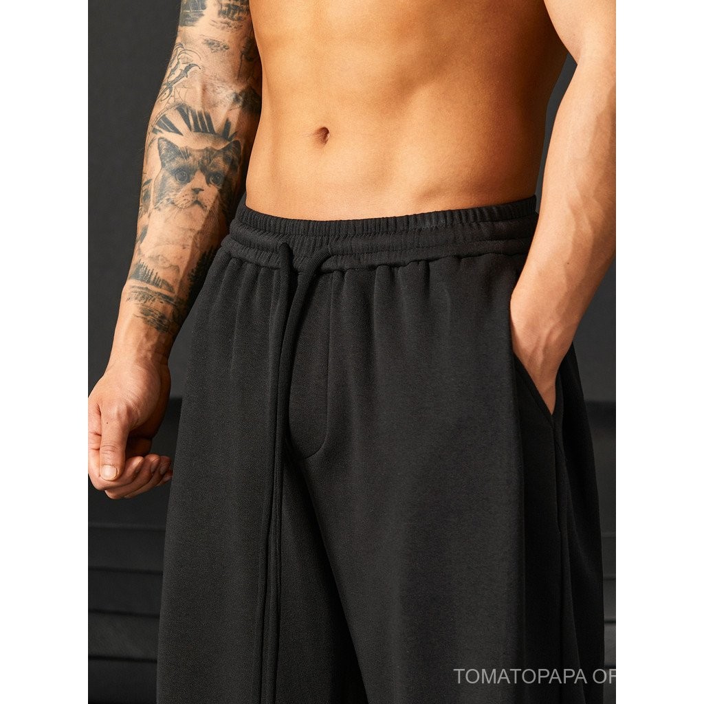 Tomatopapa กางเกงลำลองทรงหลวม สีเรียบ ทรงตรง ทำจากผ้าบาง ทรงขากว้าง สำหรับผู้ชาย เหมาะกับการใส่เป็นกางเกงฝึกหัด - รูปที่ 2