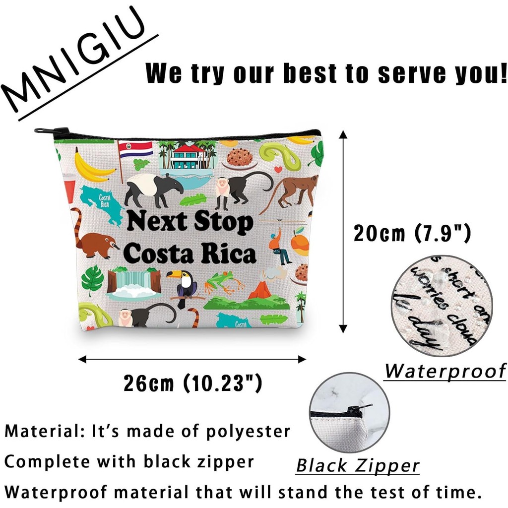 MNIGIU Costa Ricaสัญลักษณ์ของที่ระลึกกระเป๋าเครื่องสําอางCosta RicaวันหยุดของขวัญCosta Rica Tripแต่ง