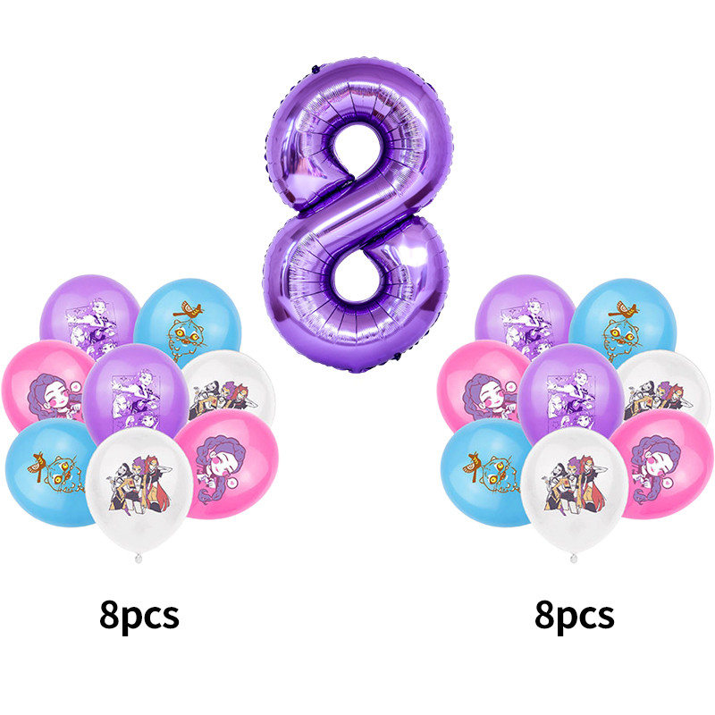 ชุดลูกโป่งกลุ่มสาวนักล่าปีศาจ K-pop ธีมวันเกิดปาร์ตี้ชุดตกแต่งพื้นหลังงานเลี้ยงวันเกิด - รูปที่ 5