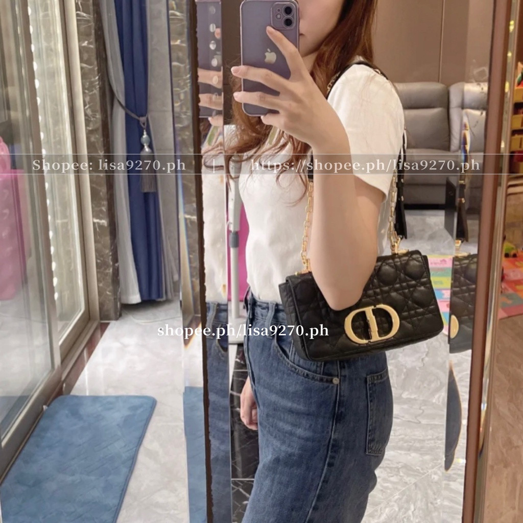 @vkk_studio | Caro แพคเกจโซ่ กระเป๋าสะพายข้างเดียว กระเป๋าสะพายหลังหนังนิ่มลายหวายสำหรับผู้หญิงสีดำ