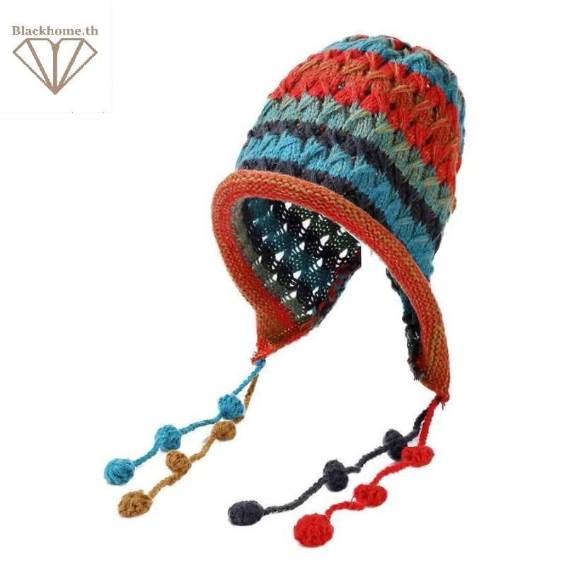 หมวกถักสำหรับฤดูหนาว สไตล์น่ารักและอบอุ่น ป้องกันลมสำหรับผู้หญิง - รูปที่ 7