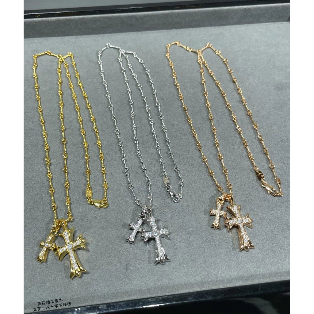 สร้อยคอคู่ไม้กางเขน Crow Heart สไตล์ใหม่สำหรับทั้งผู้ชายและผู้หญิง MFG7