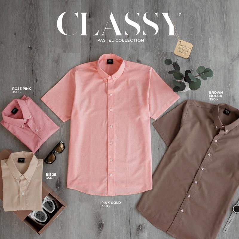 Shirt Locker เสื้อเชิ้ตแขนสั้น คอปก ทรงตรง ผ้าฝ้าย ลำลอง Man ผู้ชาย Clothing Shirt สีน้ำเงิน คุณภาพเ