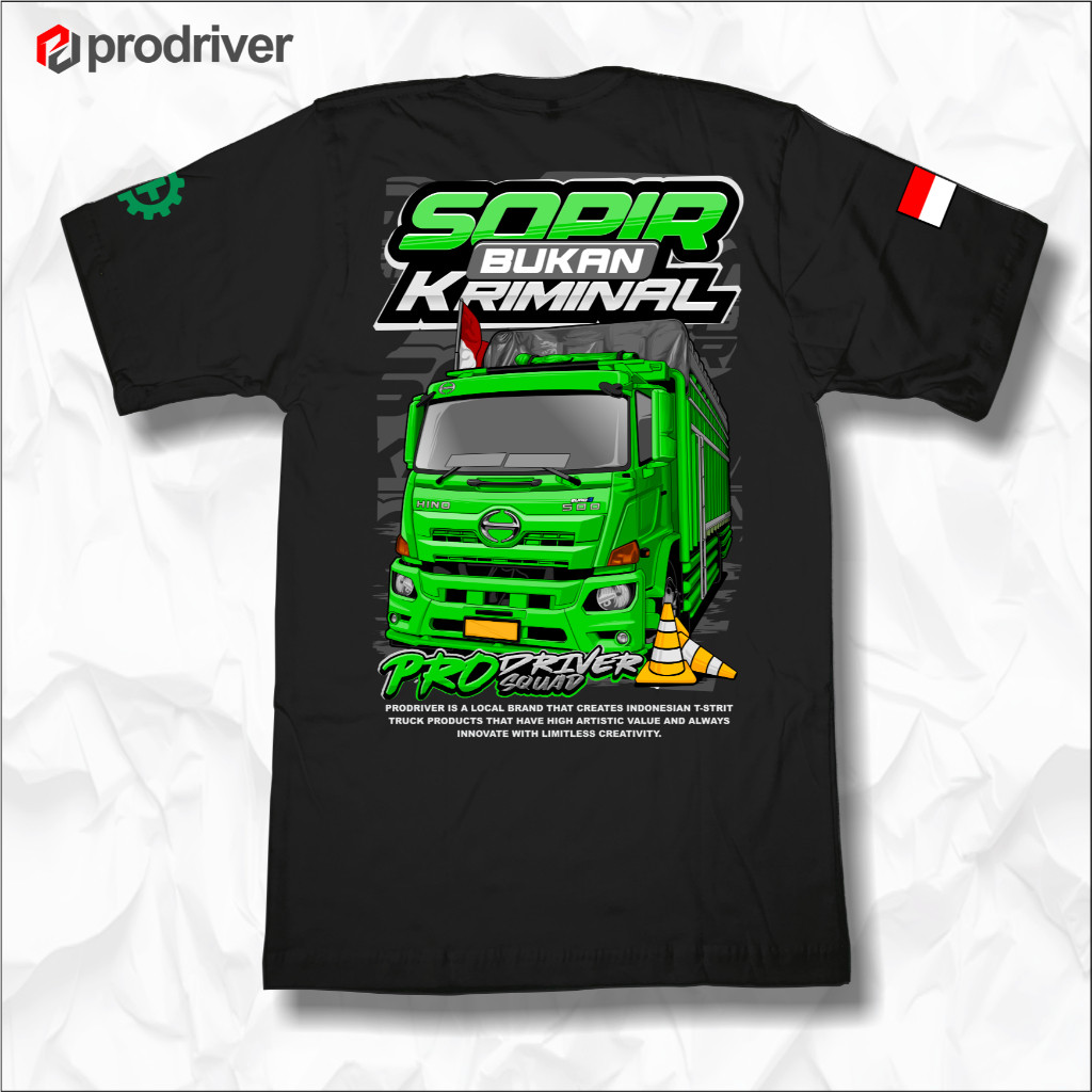 เสื้อยืด ProDriver DRIVER ไม่ใช่อาญา Hino รถบรรทุก PDR019 แขนสั้นคอลูกเรือผู้ใหญ่ด้านบน