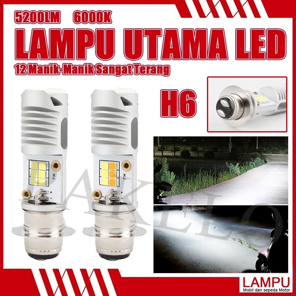 รถจักรยานยนต์ไฟ LED H6 M5 Pro 12V 24V Hi Lo Cree 3030 16W 3000 Lumens Super Bright สีขาวไฟหน้าหลอดไฟ