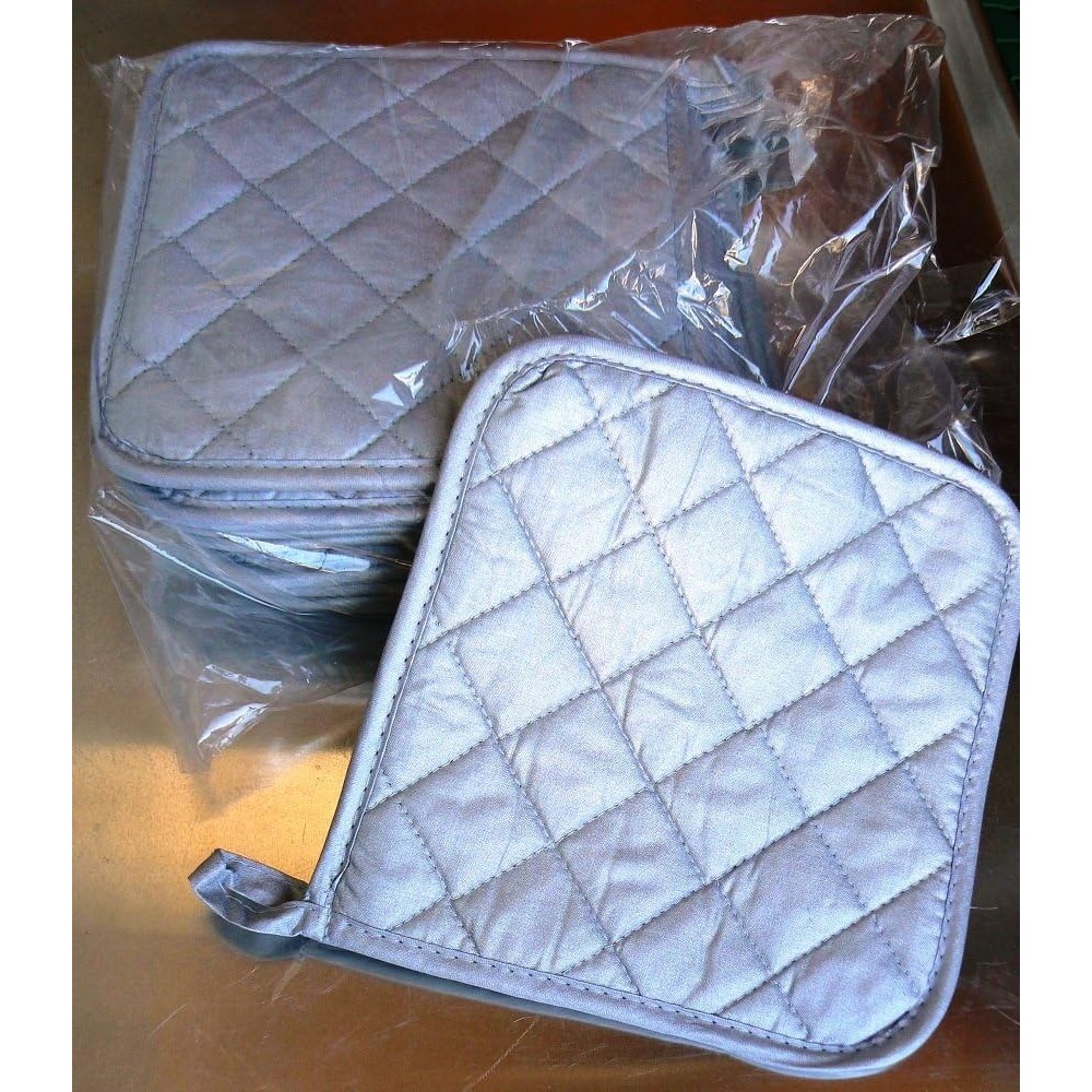 เคลือบซิลิโคน ที่วางหม้อผ้าฝ้าย 100% 8 นิ้ว x 8 นิ้ว ผ้านวม ทนความร้อนได้ถึง 450ฉ (เซต 10 ตัว)