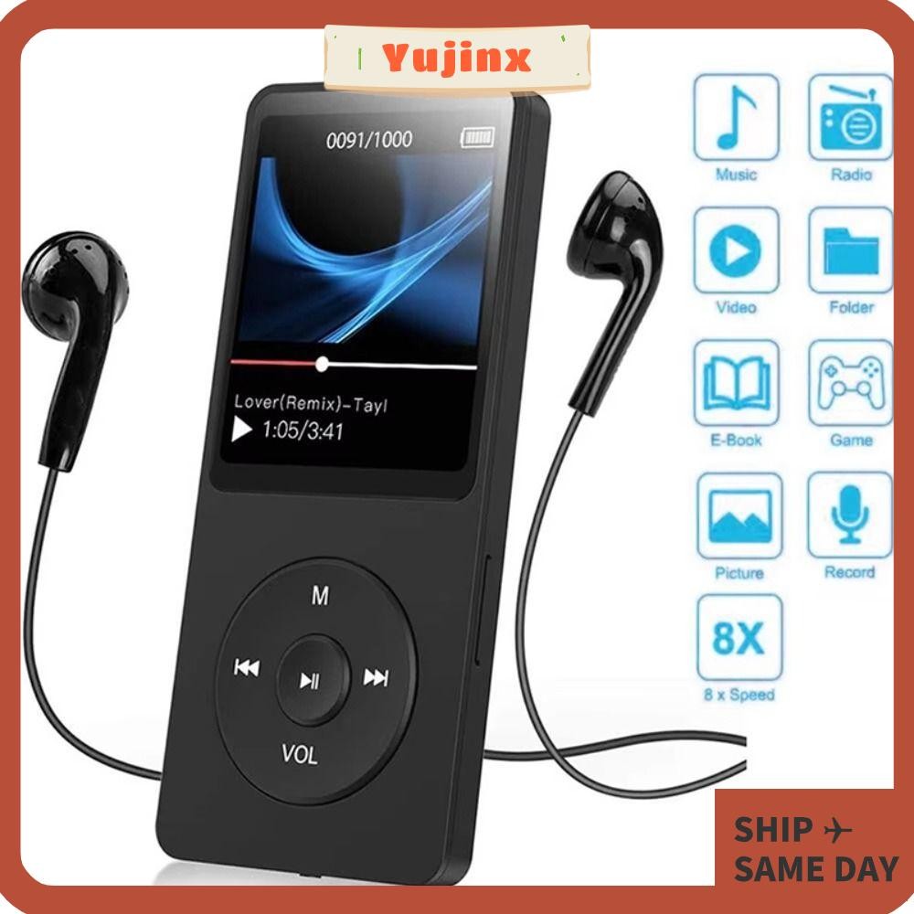 YUJINX Mini MP4 Player,หน้าจอ 1.8 นิ้วบลูทูธ 5.0 MP3 Player,มัลติฟังก์ชั่นบันทึกแบบพกพาลําโพงในตัววิ