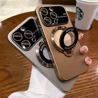 ใหม่ฝาครอบหรูหรา Matte PC เคสโทรศัพท์พร้อมชั้นวางในตัวกันกระแทก Hard Case สําหรับ IPhone 16 15 14 13 12 11 Pro Max 16plus 15plus เลนส์ป้องกันกรณี