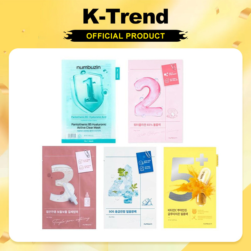 [จัดส่งฟรี]Numbuzin No.1/No.2/No.3/No.4/No.5 Mask 5ea[ไม่มีกล่อง]
