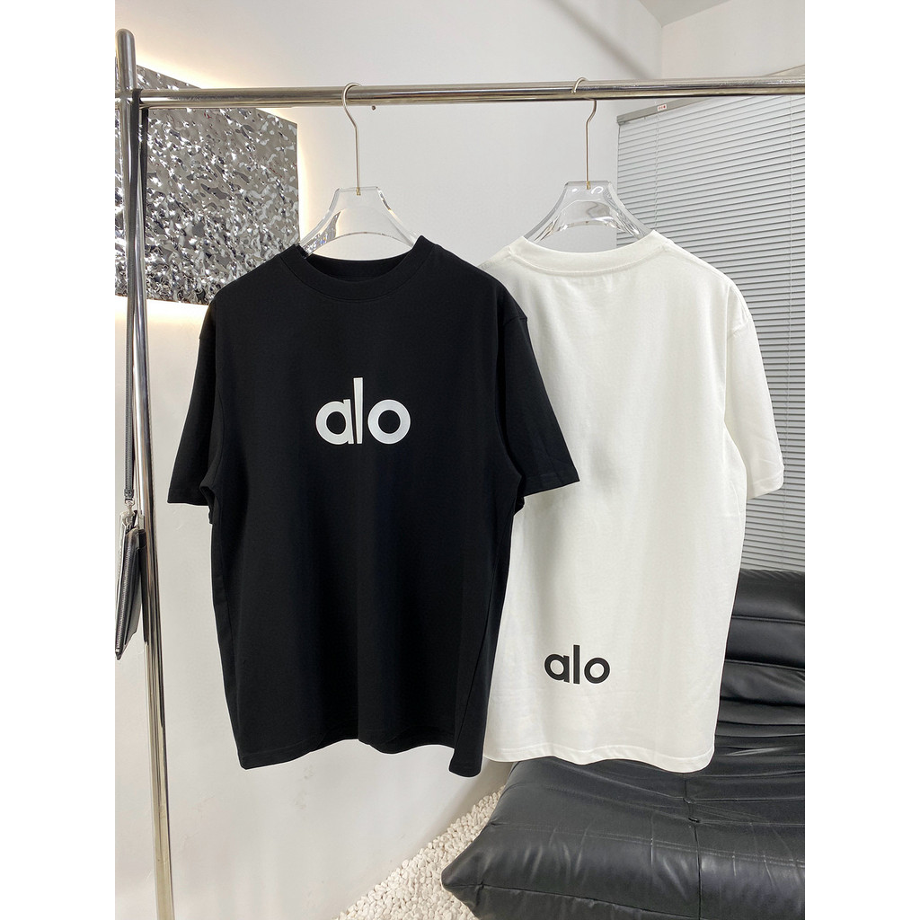 ALOT แบรนด์อินเทรนด์ฤดูร้อนใหม่รอบคอหลวม offset ตัวอักษรเสื้อยืดแขนสั้นทําจากผ้าฝ้ายแท้ระบายอากาศครึ