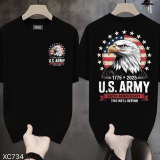 (S-3XL)แนวสตรีทแขนสั้นเสื้อ oversize เสื้อยืดสีดำทรงหลวม เสื้อยืดแฟชั่นสำหรับผู้ชาย สกรีนลายทั้งด้านหน้าและหลัง American