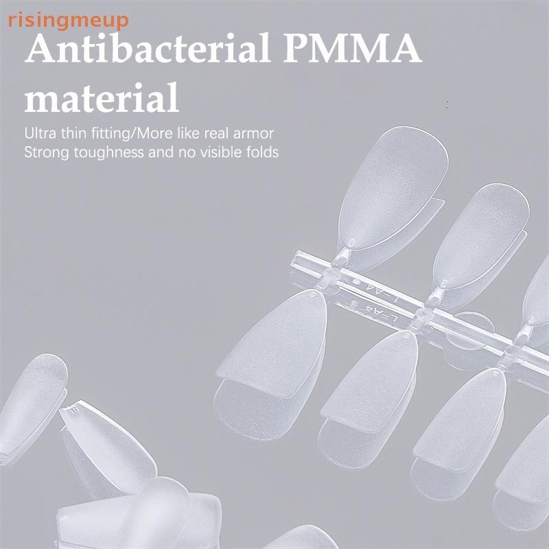 [risingmeup] 100 ชิ้น/กล่องเล็บปลอมโปร่งใสกดบนเล็บครอบคลุมเล็บปลอมเคล็ดลับสั้นรูปหยดน้ําสติกเกอร์เต็มรูปแบบสําหรับเล็บใหม่ - รูปที่ 5