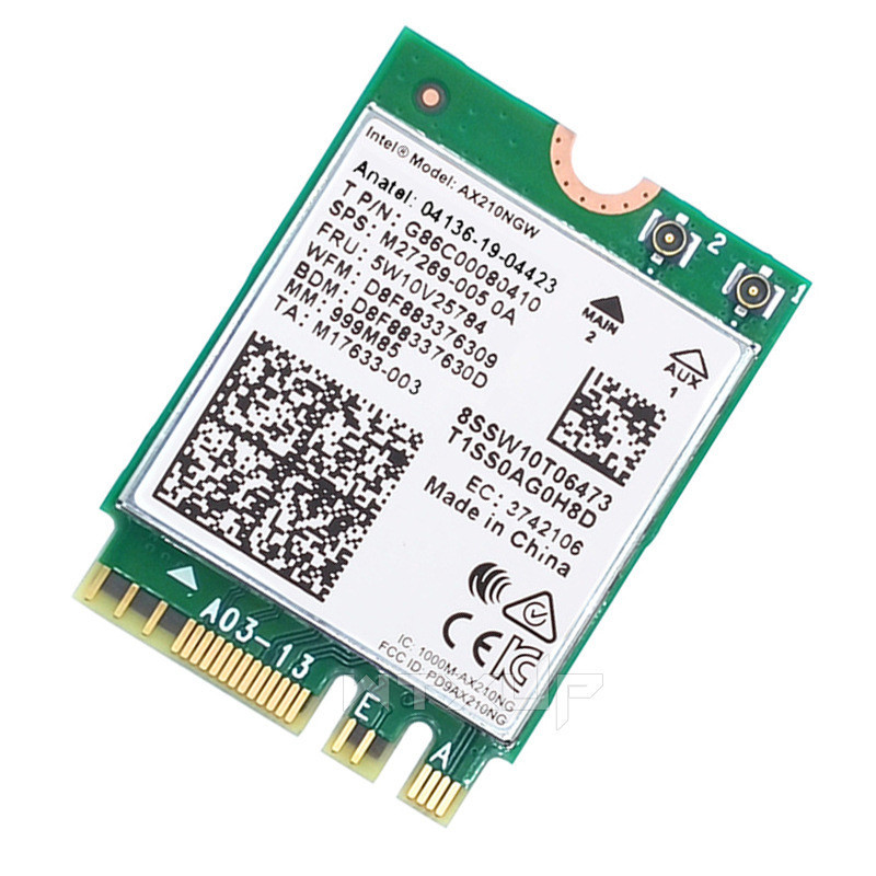 AX210 Intel Wi-Fi 6E Bluetooth 5.3 MU-MIMO AX210NGW 802.11ax Tri-Band Wi-Fi Adapter 2.4/5/6 GHz NGFF