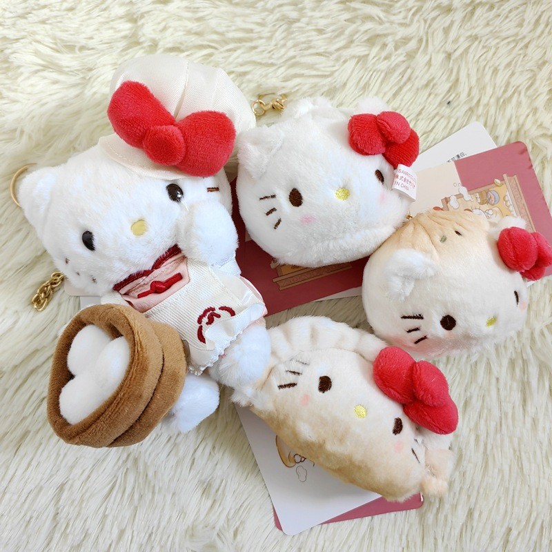 Sanrio อาหารเช้าของว่าง Series Plushie ของเล่น Hello Kitty เกี๊ยวตุ๊กตาน่ารักพวงกุญแจจี้กระเป๋าเด็กของขวัญ