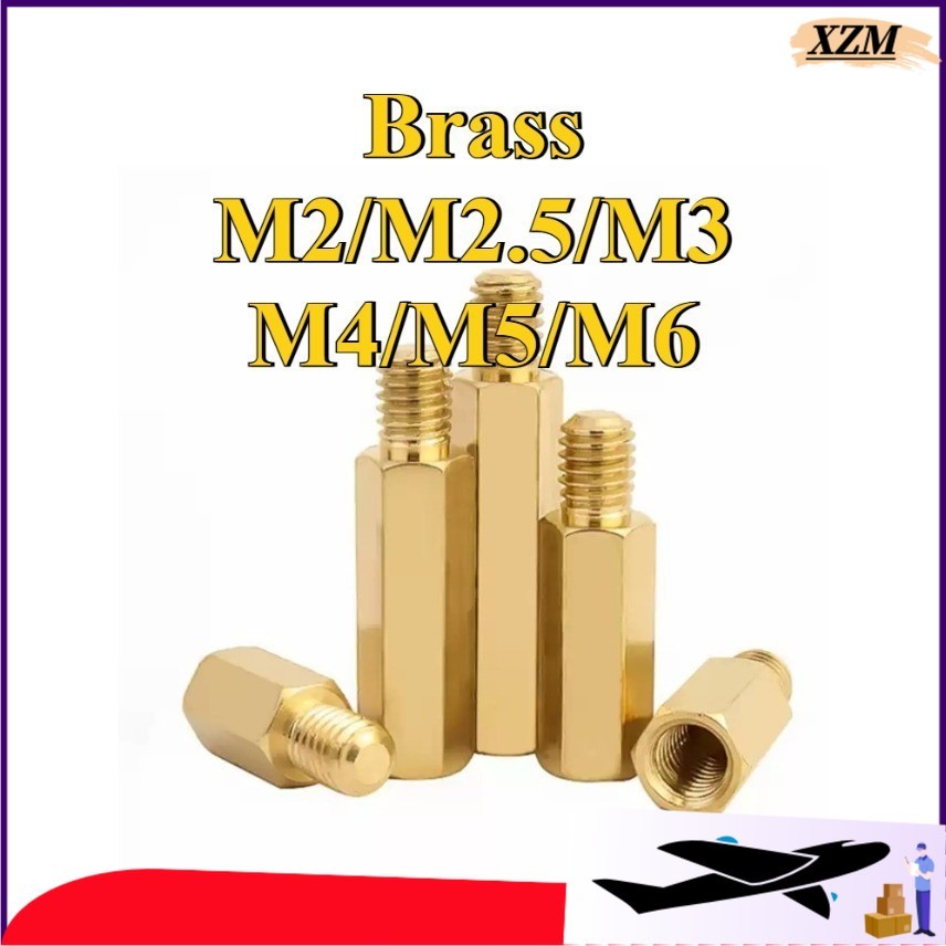 คอลัมน์แยกหกเหลี่ยมรอบ knurled คอลัมน์หกเหลี่ยมคอลัมน์ทองแดงคอลัมน์ผ่านคู่ DIY ชุด M2-M6 (XZM-MB)