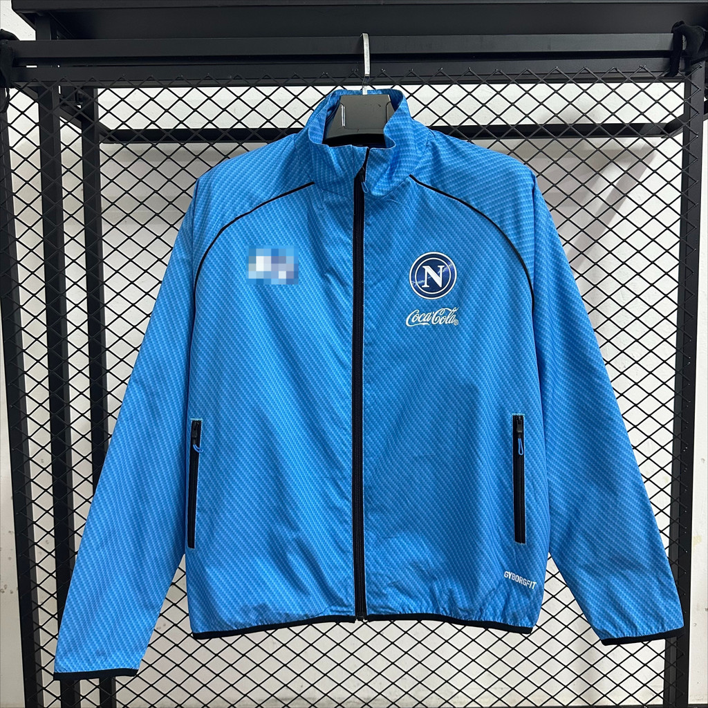 เสื้อกีฬากันฝน SSC Napoli สีน้ำเงิน สำหรับซ้อมและสวมใส่ในวันหยุด ขนาด S-2XL