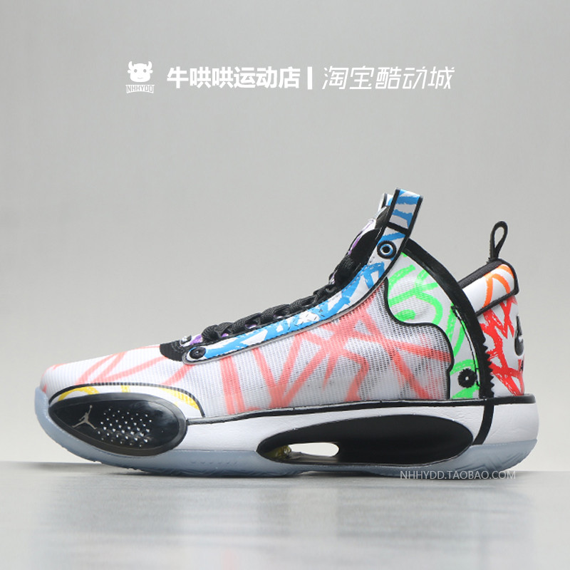 Niu Coax Air Jordan34 AJ34 Sion Williams รองเท้าบาสเก็ตบอล Graffiti DA1897-100