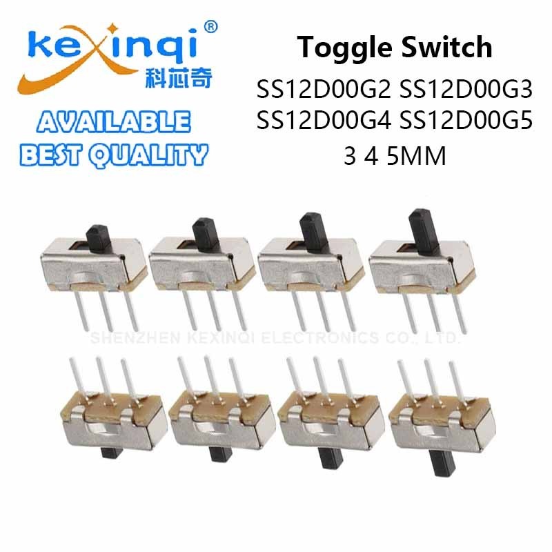 (20 ชิ้น) SS12D00G2 SS12D00G3 SS12D00G4 SS12D00G5 Interruptor On-off Mini Slide Switch 1P2T ยาว 3 4 