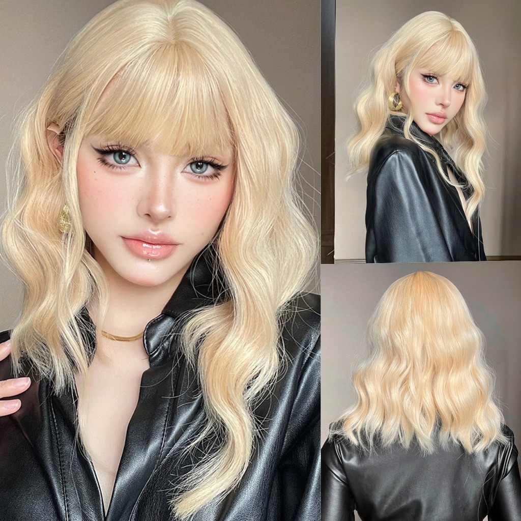 วิกผมสังเคราะห์สั้นแบบบ๊อบสีบลอนด์ สำหรับคอสเพลย์ โลลิต้า และฮาโลวีน ใช้ได้ทั้งผู้หญิงและผู้ชาย
