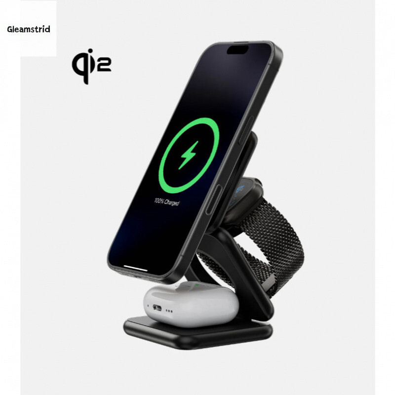 Gleamstrid KUXIU Qi2 Fast Charging X40Q 15W 3in1 Portable Charger + Case Magnetic Folding StationHT9