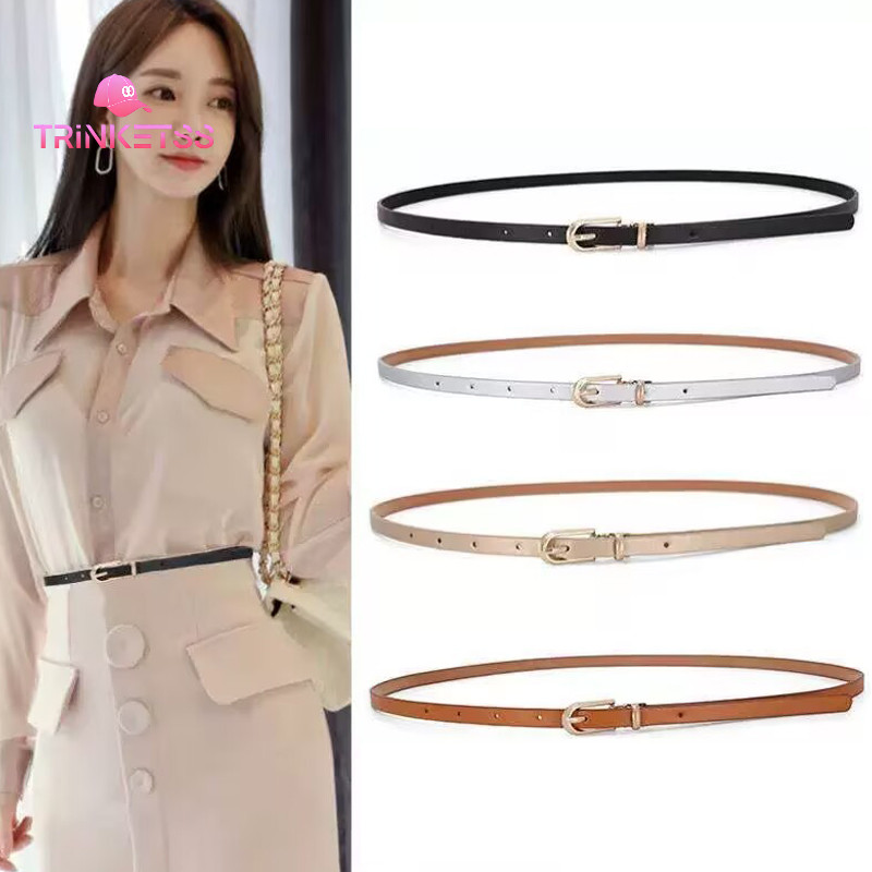 COD🚚เข็มขัดผู้หญิงเส้นเล็ก แฟชั่นเรียบง่าย ความยาวปรับได้ แฟชั่นฤดูร้อน หนังPU ใหม่เข็มขัด-Trinketss