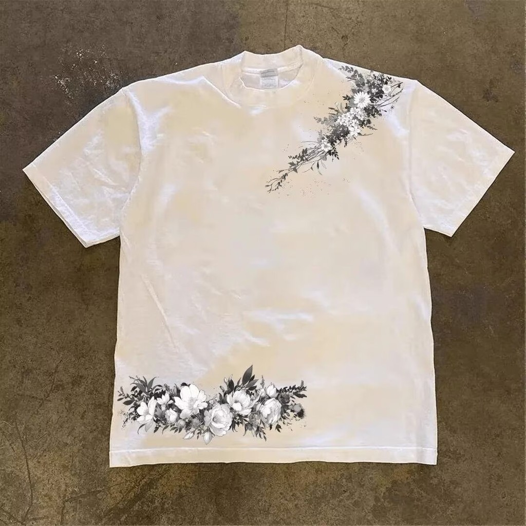 2025 NEW 2025 American Style Trendy Brand Round Neck Printed Summer 2025 New Short Sleeve T-Shirt Un