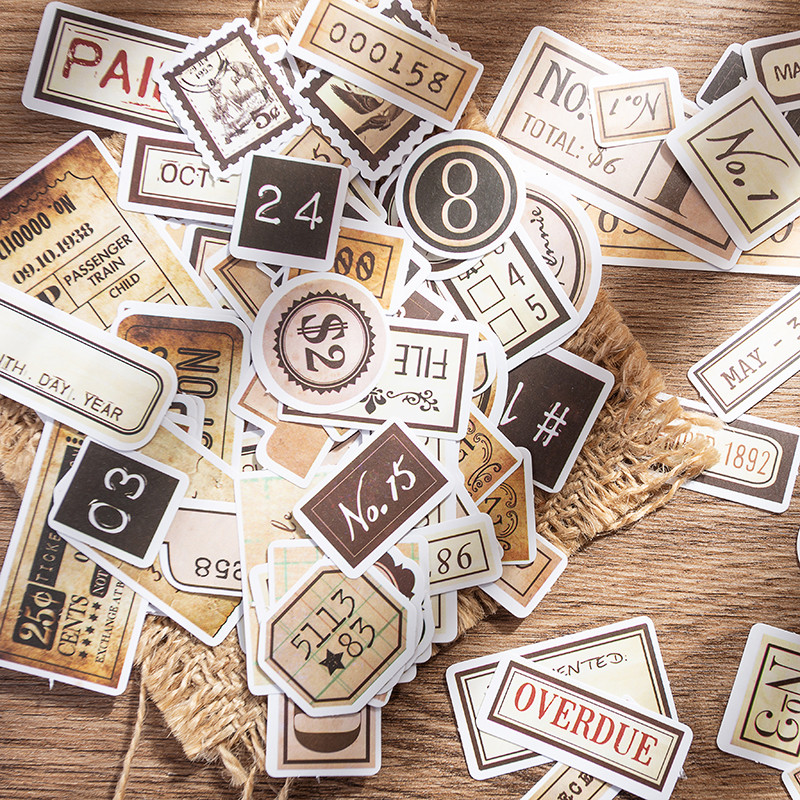 Junk journal Retro Handbook Sticker Material Pack แรงบันดาลใจภาษาอังกฤษ Word Border Bill Handbook St