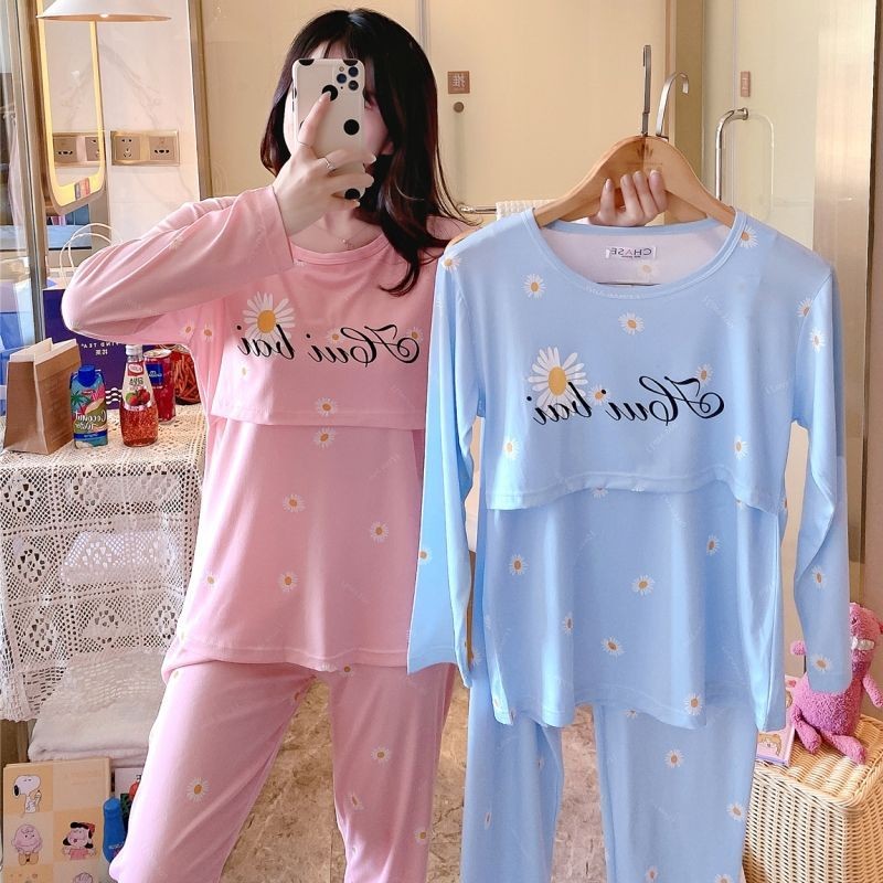 春秋月子服孕妇睡衣哺乳衣夏季家居服薄款Spring and Autumn Moon Clothing Pregnant Women Pajamas Nursing Clothes Summer Hom