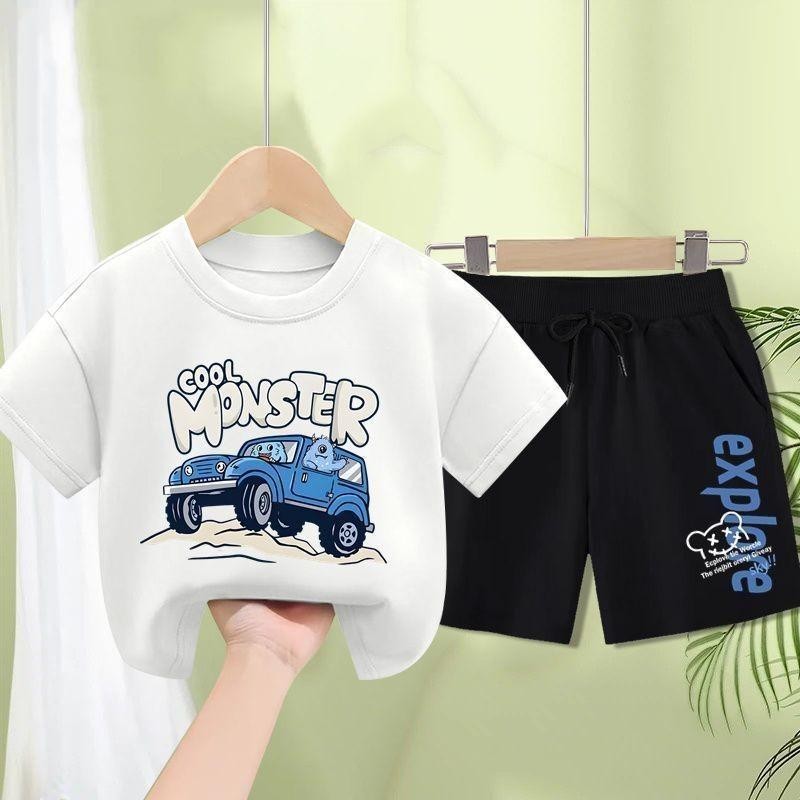 【จัดส่งจากประเทศไทย】เซ็ตชุดเด็ก เสื้อ+กางเกง ชุดสองชิ้น（จัดส่งจากประเทศไทย）ชุดฤดูร้อนสำหรับเด็กผู้ชาย เสื้อผ้าเด็กทันสมั